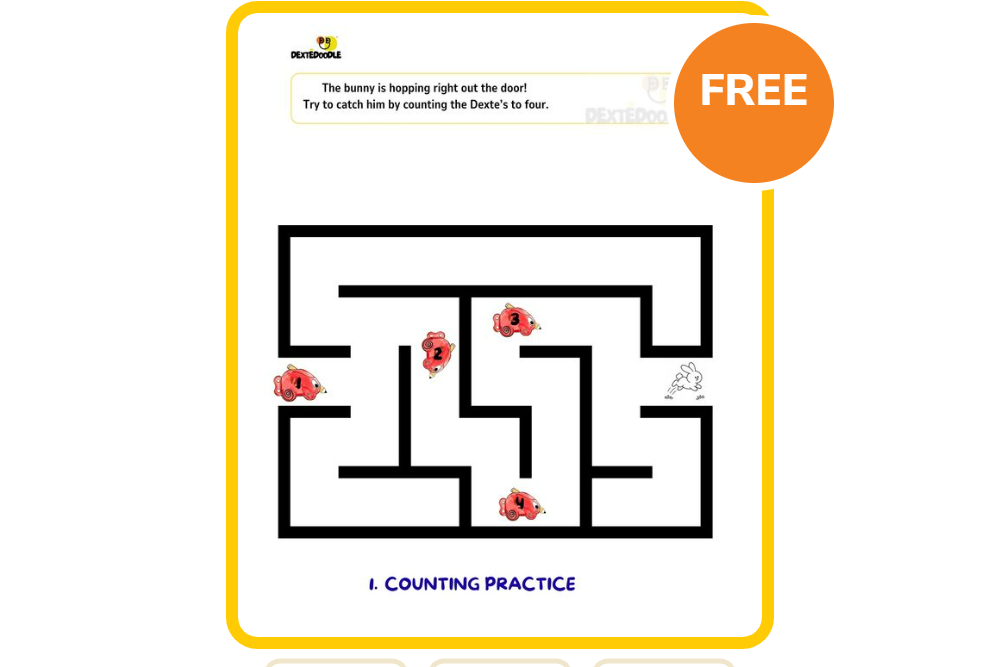 Hands-on counting without a math workbook — DexteDoodle counting maze page