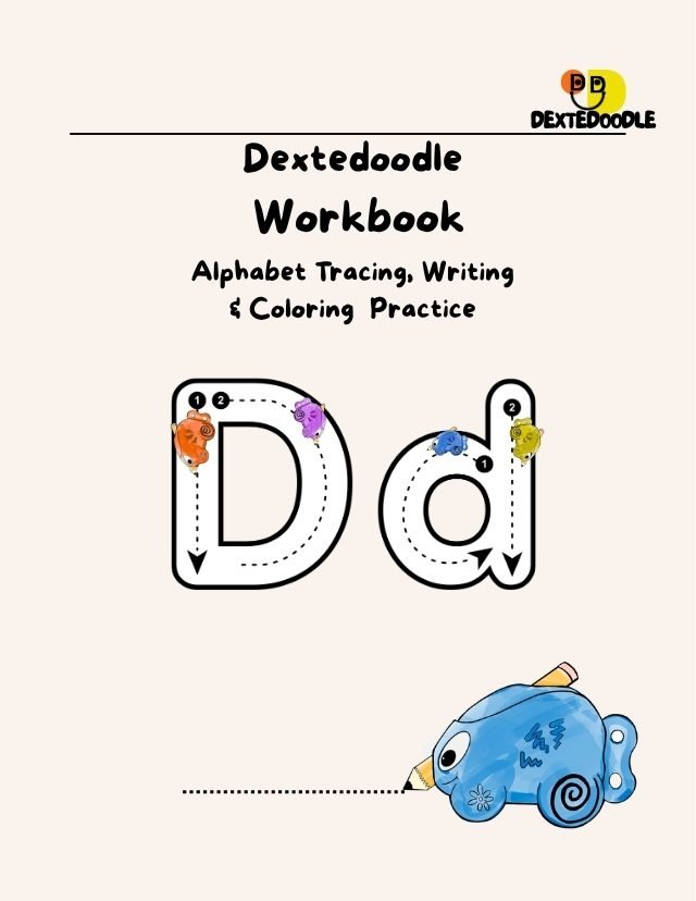 Dextedoodle Workbook — alphabet tracing, writing and coloring cover